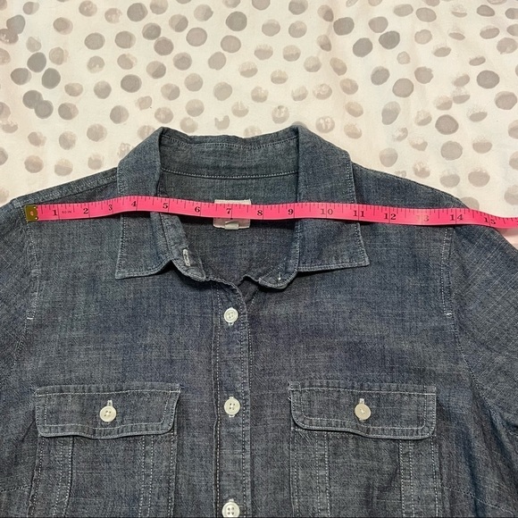 J. Crew Factory Chambray 3/4 Roll Tab Sleeve Button Down Top Size XS - Picture 8 of 11